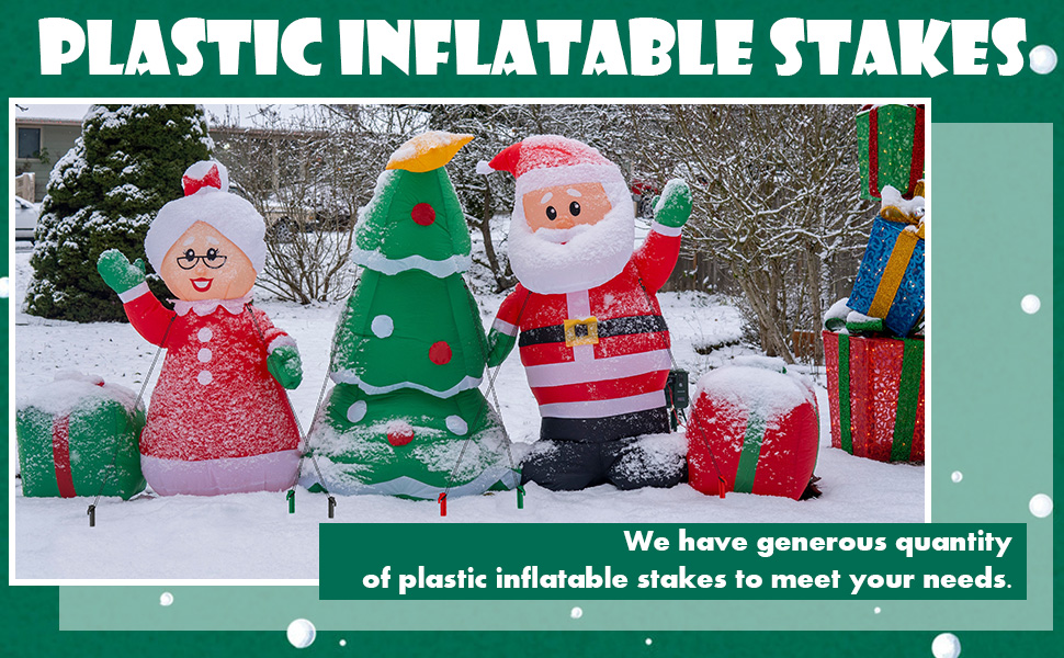 We have generous quantity of plastic inflatable stakes to meet your needs.