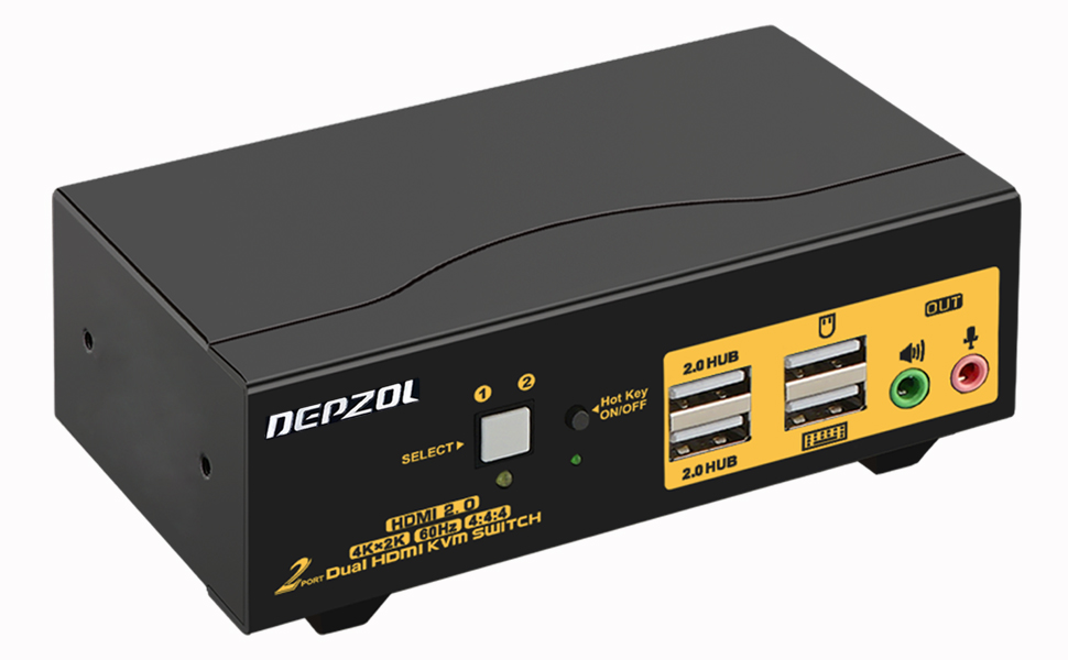 2 Port KVM Switch HDMI Dual Monitor 4K 60Hz, DEPZOL KVM Switch for 2 Computers 2