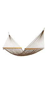 Nags Head Hammocks NH11OT Single Oatmeal Duracord Rope Hammock with Free Extension Chains & Tree Hooks, Handcrafted in The USA, Accommodates 1 Person, 450 LB Weight Capacity, 12 ft. x 49 in. Nags Head Hammocks Mocha DuraCord Rope Hammock