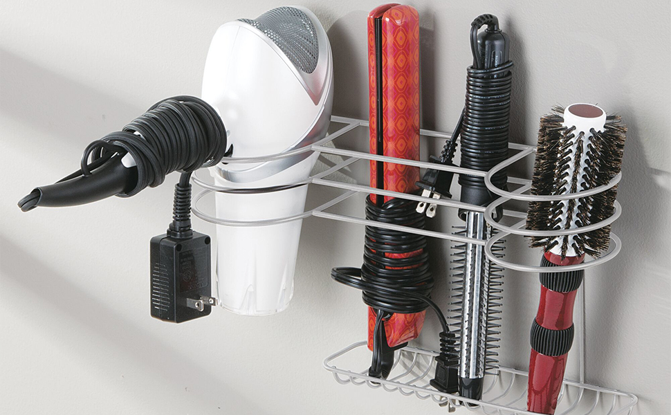 mDesign Bathroom Wall Mount Metal Hair Care & Styling Tool