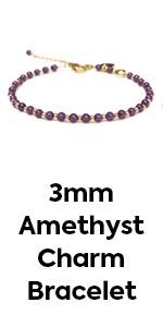 3mm Natural Amethyst Charm Bracelet