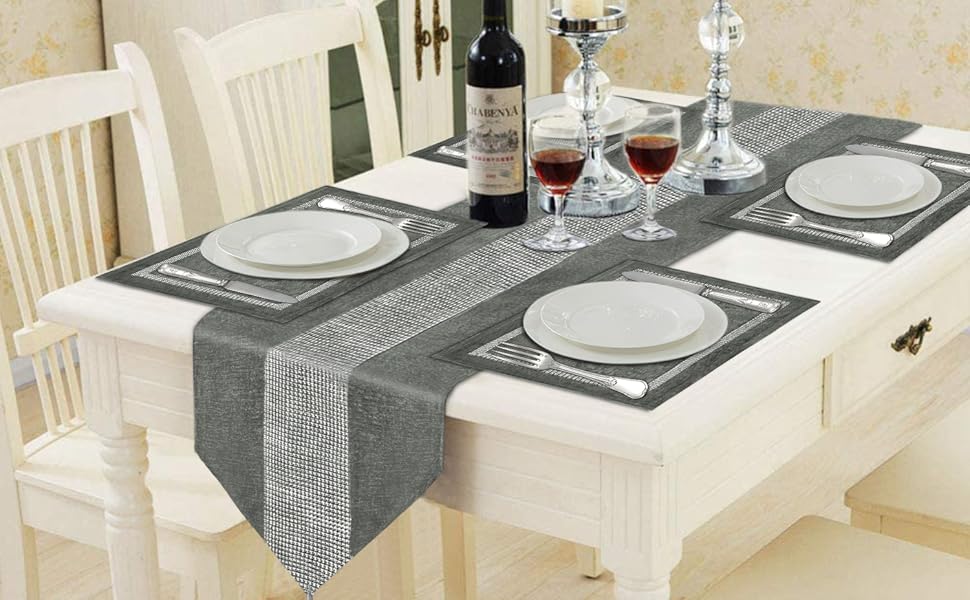 Amazon Pknoclan テーブルランナーセット ランチョンマット おしゃれ 食卓ランナー タッセル付き おもてなし 食卓飾り 断熱 滑り止め 清潔しやすい 家庭用 レストラン パーティー 丸洗い シャイニー グレー 1 テーブルランナー 4プレースマット テーブルランナー Amazon Pknoclan テーブルランナーセット ランチョンマット おしゃれ 食卓ランナー タッセル付き おもてなし 食卓飾り 断熱 滑り止め 清潔しやすい 家庭用 レストラン パーティー 丸洗い シャイニー グレー 1 テーブルランナー 4プレースマット テーブルランナー