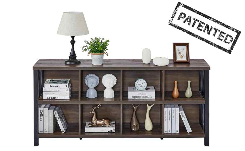 FATORRI 8 Cube Storage Organizer Bookshelf, Rustic Wood