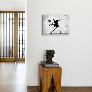 圧巻 バンクシー アート 花を捨てる少年 フィギュア オブジェ ホワイト 楽天市場】等身大フィギュア BRANDALISM FLOWER BOMBER リアル