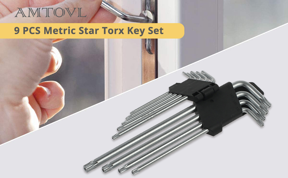 Hex Key Set, AMTOVL 9CS Metric Star Key Set Hex Key Allen Wrench Set