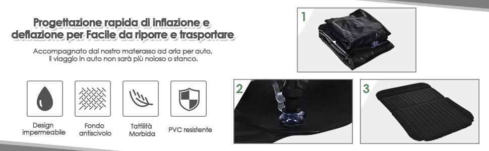 COSTWAY Materasso Gonfiabile Da Auto, 180x128x12cm, Letto Gonfiabile Per Campeggio Materasso Di Viaggio, Pompa Elettrica Inclusa, Nero 12 2
