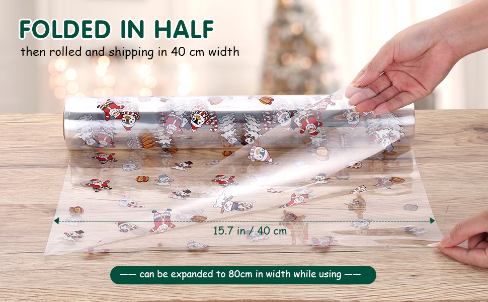 STOBOK Christmas Cellophane Wrap Roll Unfolded Width 32
