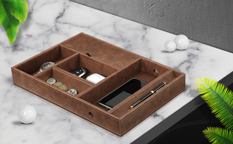 SITHON Valet Tray Desktop Organizer 8 Compartments Catchall EDC Tray