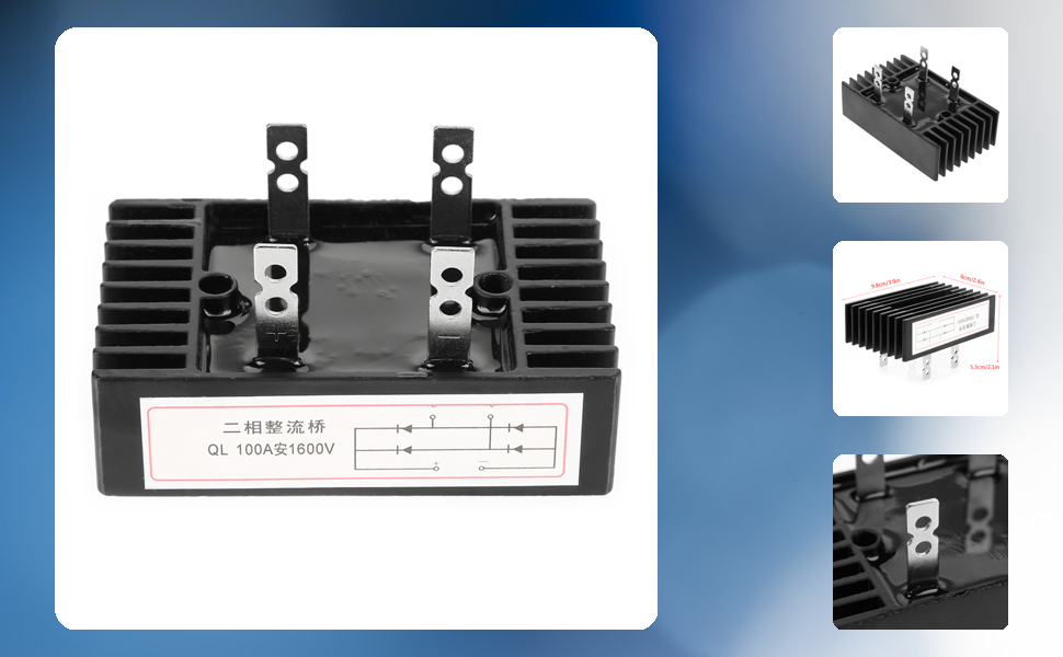 Power Supply Rectifier Tizuqe 5 Terminals 3-Phase Diode Bridge Rectifier 100A 1600V Voltage Full Wave Silicon High Power Rectifier With Heat Sink Schottky Diode