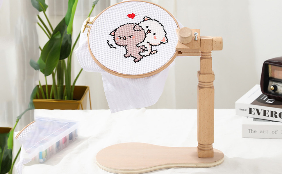 パッチワーク 刺繍用 スタンドフープ 木製 45cm Amazon.co.jp