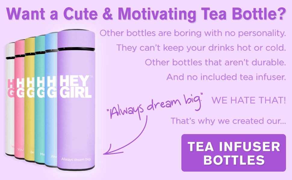 Hey Girl Tea Infuser Bottle 450ml Insulated Stainless