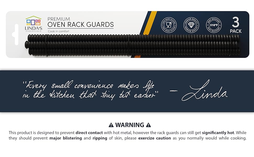 Silicone Oven Rack Guards by Linda’s Essentials (3 Pack) Heat Resistance Silicone