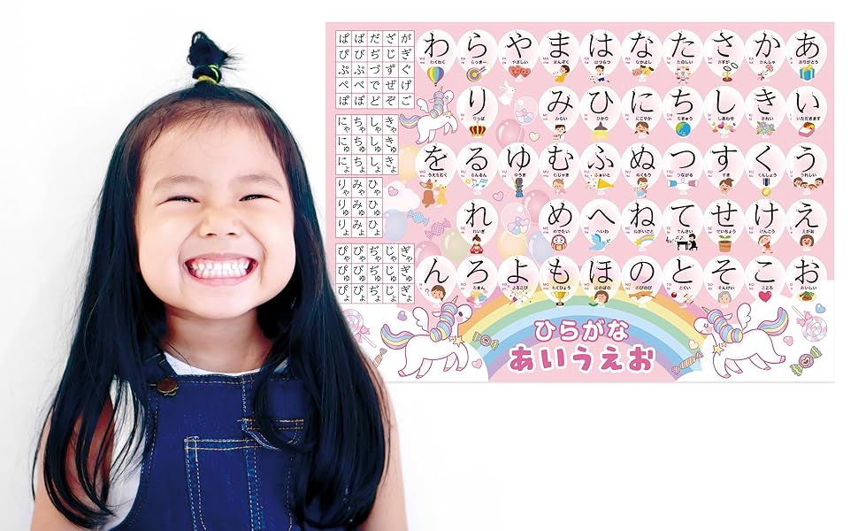 Amazon.co.jp Bath School Hiragana and Katakana Bath Poster, Set of 2, Made in Japan, Unicorn