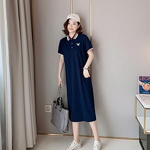 Amazon.co.jp: [AOLIPT] ロングワンピース レディース ポロ