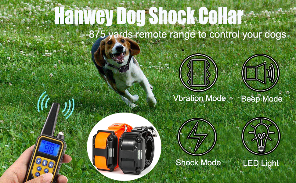 hanwey Dog Training Collar, Anti Bark Collar with 875 Yards Remote, Waterproof