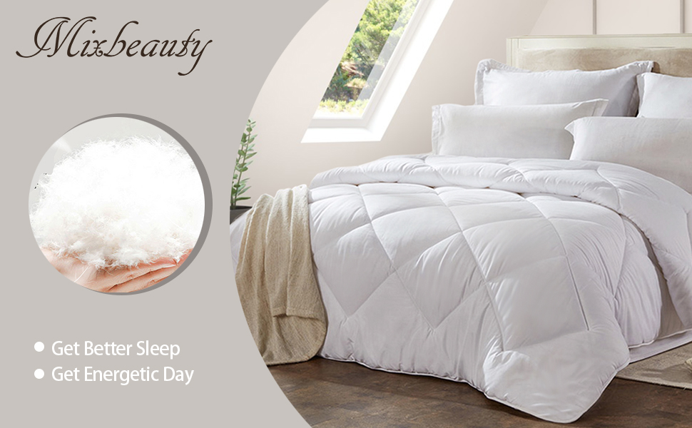 Mixbeauty Comforter King Duvets Insert, All Season White Microfiberfill Alternative Comforter