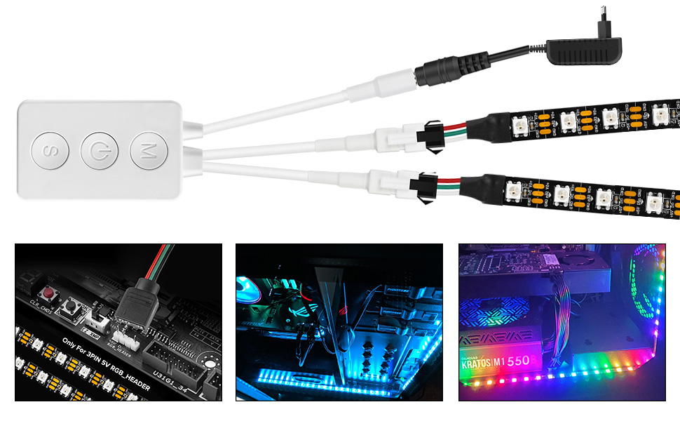 BTFLIGHTING LED RGB PC Light Strip 2PCs 19in Individually Addressable
