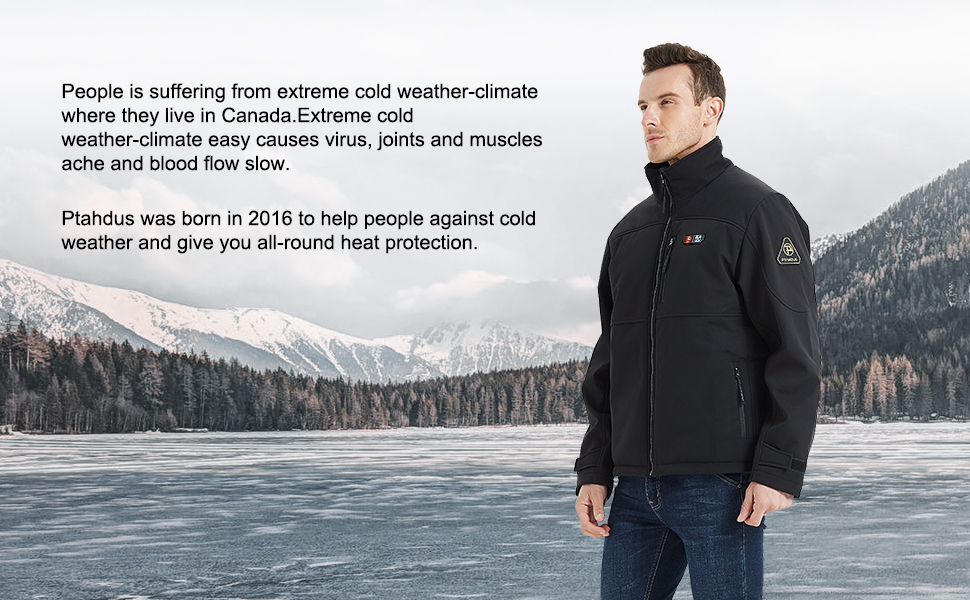 PTAHDUS Men's Heated Performance Soft Shell Jacket with Hand Warmer