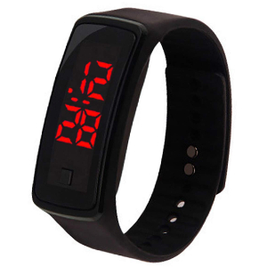 SELLORIA Black Dial Digital Watch and Silicone Bracelet
