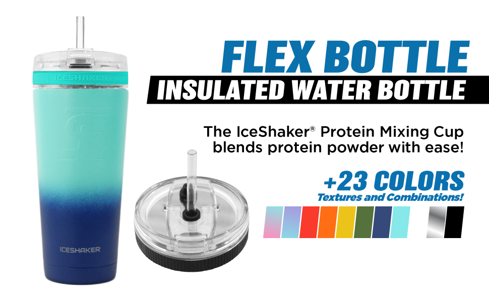 Ice Shaker 26oz w/Flex Lid & Straw Stainless Steel Tumbler & Insulated Water Bottle Vacuum