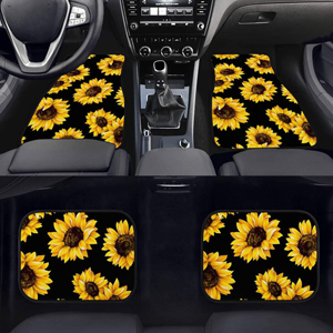 Amazon Com Uniceu Sunflower Floral 4 Piece Car Floor Mat Rug Front Rear Rubber Non Slip Carpet Floor Mats Set Automotive