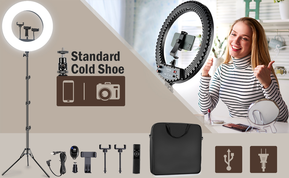 18 ring light with tripod and phone holder