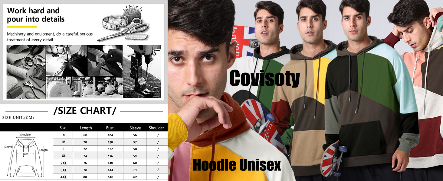 Covisoty Men's Hoodie Techwear Hip Hop Urban Streetwear