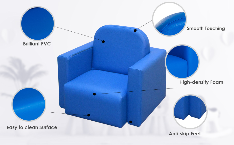 HOMCOM Kids Mini Sofa 2 In 1 Table Chair Set Armchair Seat For 3 Years Old Blue 13 HOMCOM Kids Mini Sofa 2 In 1 Table Chair Set Armchair Seat For 3 Years Old Blue -Fatboy Sales Store