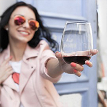 stemless wineglass unbreakable with woman