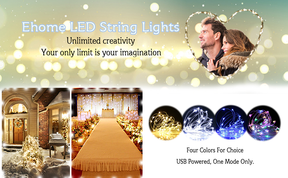 Ehome Fairy Lights, USB Operated Fairy Light Plug in 33ft 100 Led