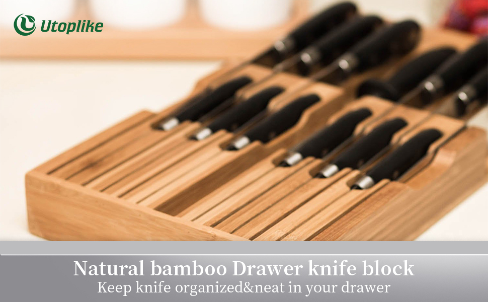 Utoplike inDrawer Bamboo Knife Block Holds 12 Knives (Not Included