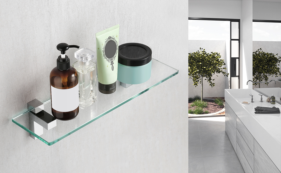 KES Glass Shelf Bathroom Shower Shelf 40CM Wall Mounted 8MM ExtraThick