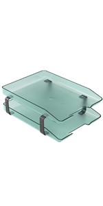 acrimet traditional letter tray 2 tier front load clear green color