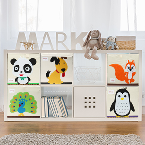 Foldable Toy Storage Bins Square Cartoon Animal Storage Box