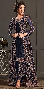 RUDRAPRAYAG women's net and santoon anarkali gown latest design party wear gown wedding wear