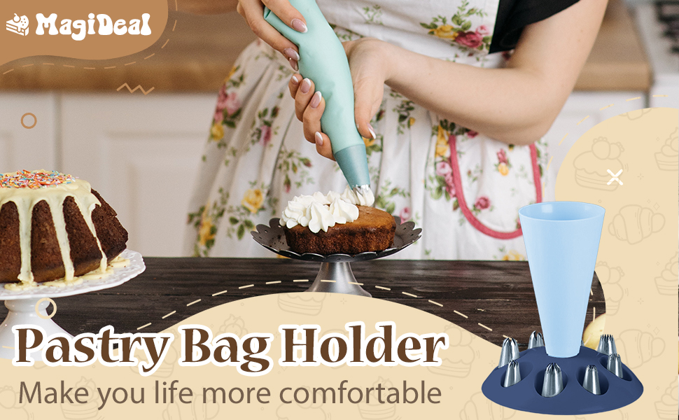 MagiDeal Pastry Bag Stand Icing Bag Holder Cupcake Nozzle