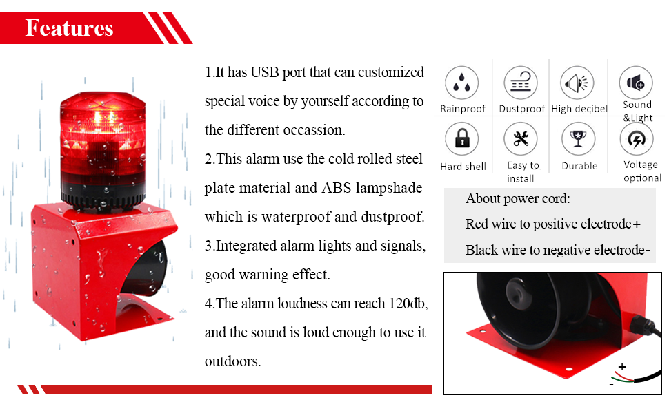 Industrial Warning Alarm w/Wireless Remote Control Safety Sound Light