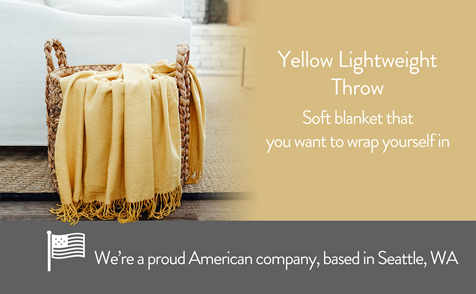 Solid Soft Yellow Throw Blanket with Fringe Tassel 50" x
