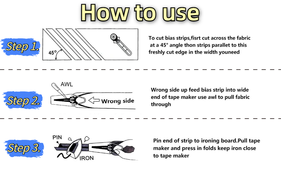 6pcs Fabric Bias Tape Maker Quilting Binding Kit 6mm/12mm/18mm/25mm
