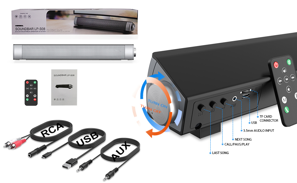 VersionTech PC Soundbar,Wired & Wireless Bluetooth BT Computer Speakers