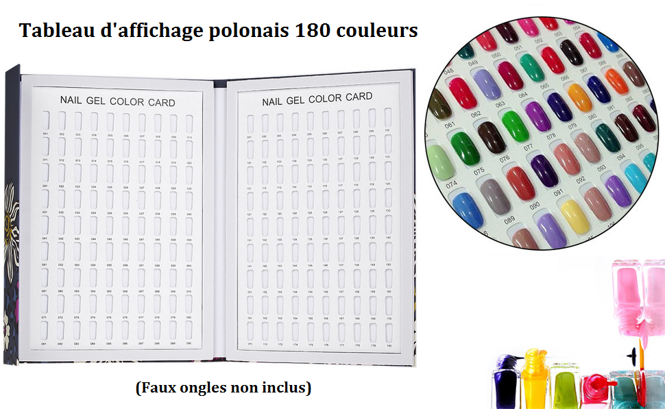 Anself Professionnel 180 Couleurs Présentoir Ongle Nail Gel Polonais Affichage Graphique Vernis à Ongles Conseil Carte
