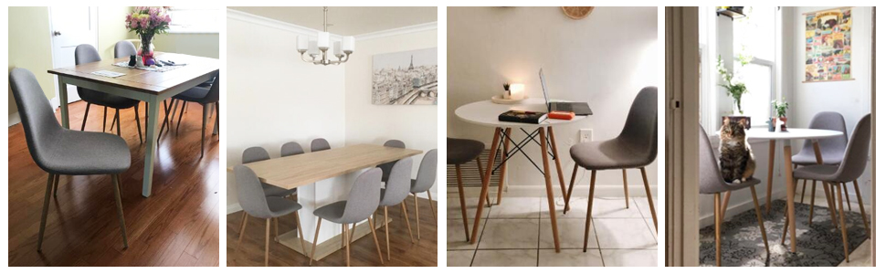 Giantex Set of 2 Kitchen Dining Chairs, Easily Assemble Modern Fabric Cushion Seat Chair w/Metal Legs, Mid Century Armless Chairs for Kitchen, Dining Room, Restaurant, Gray 17 dining chairs