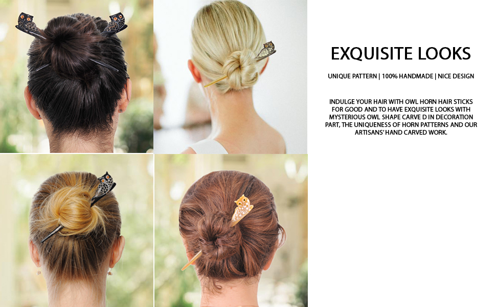 Marycrafts owl horn hair sticks hair pin hair accessories for women owl lover gift