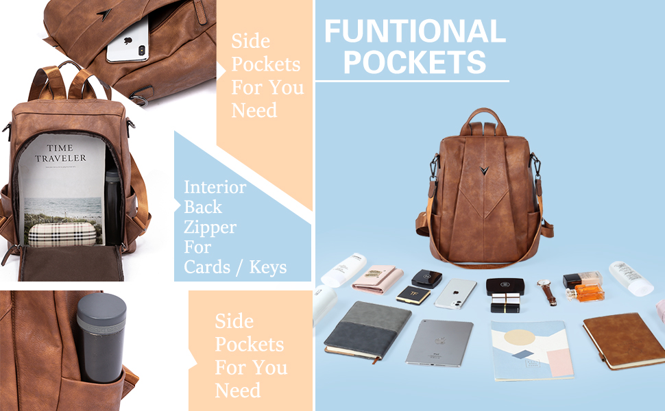 WESTBRONCO Women Backpack Purse PU Leather AntiTheft Fashion Designer