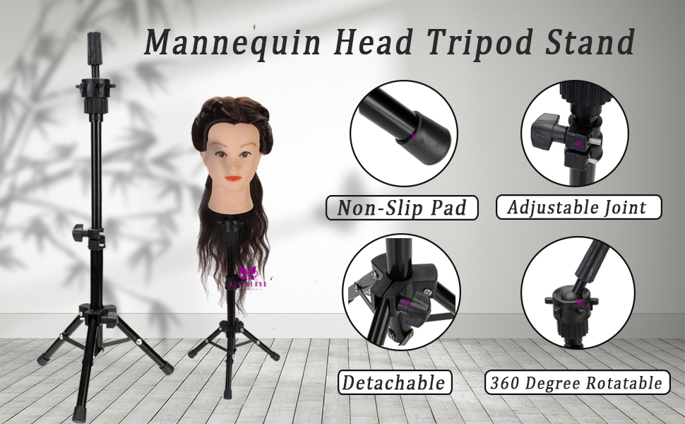 1421 Inches Long Neverland Beauty Mannequin Head Tripod Stand Adjustable Manikin Holder