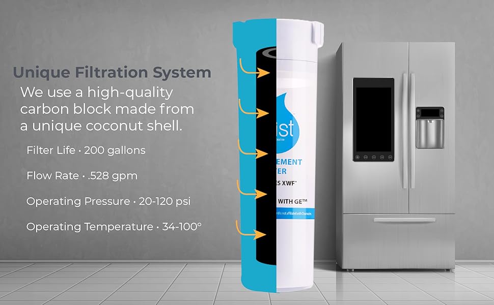 XWF Water Filter Replacement (Not XWFE), Compatible with GE