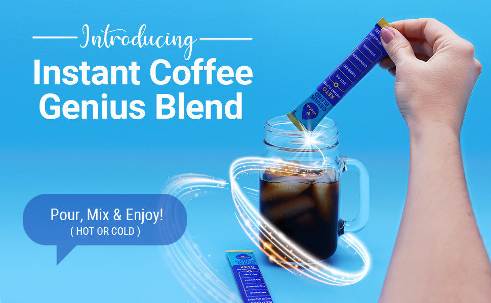 VitaCup Instant Coffee packets, Genius Keto Coffee, Serve Hot or Cold