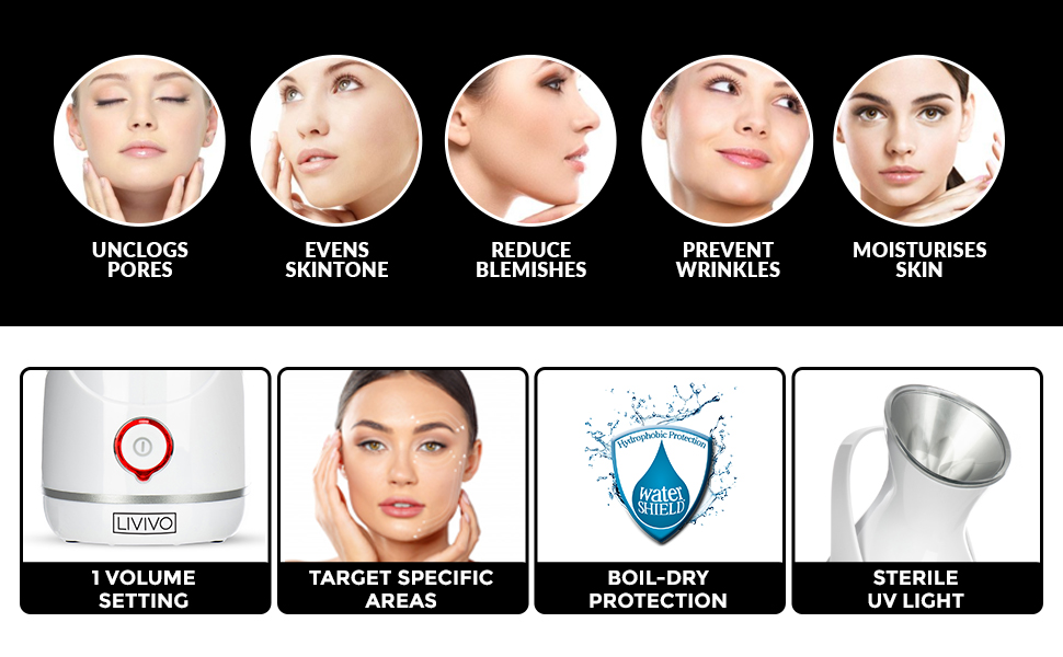 LIVIVO Facial Face Spa Steamer Inhaler With Integrated UltraViolet UV