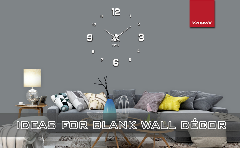 Vangold Large Frameless Wall Clock Sticker DIY Wall Clock Kit Home