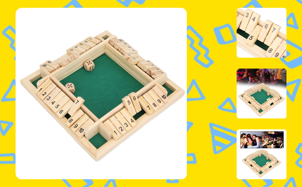 木製ボードゲーム 2-4人用 Amazon.co.jp: Shut The Box 木製ボードゲーム サイコロ10個付き
